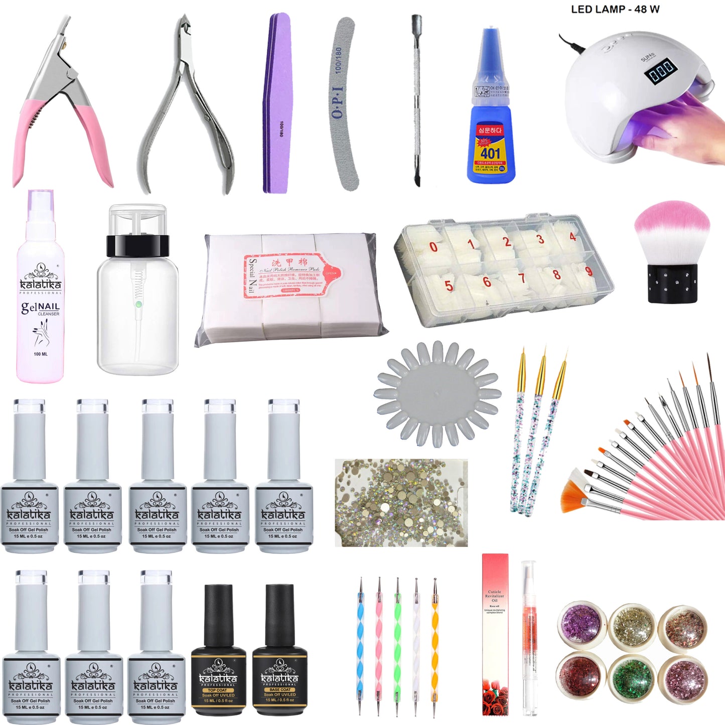4999 kit – WHITE BOTTLE 15ML -Basic Nail art Tools With 8 Color Gel Polish( 15 ML )